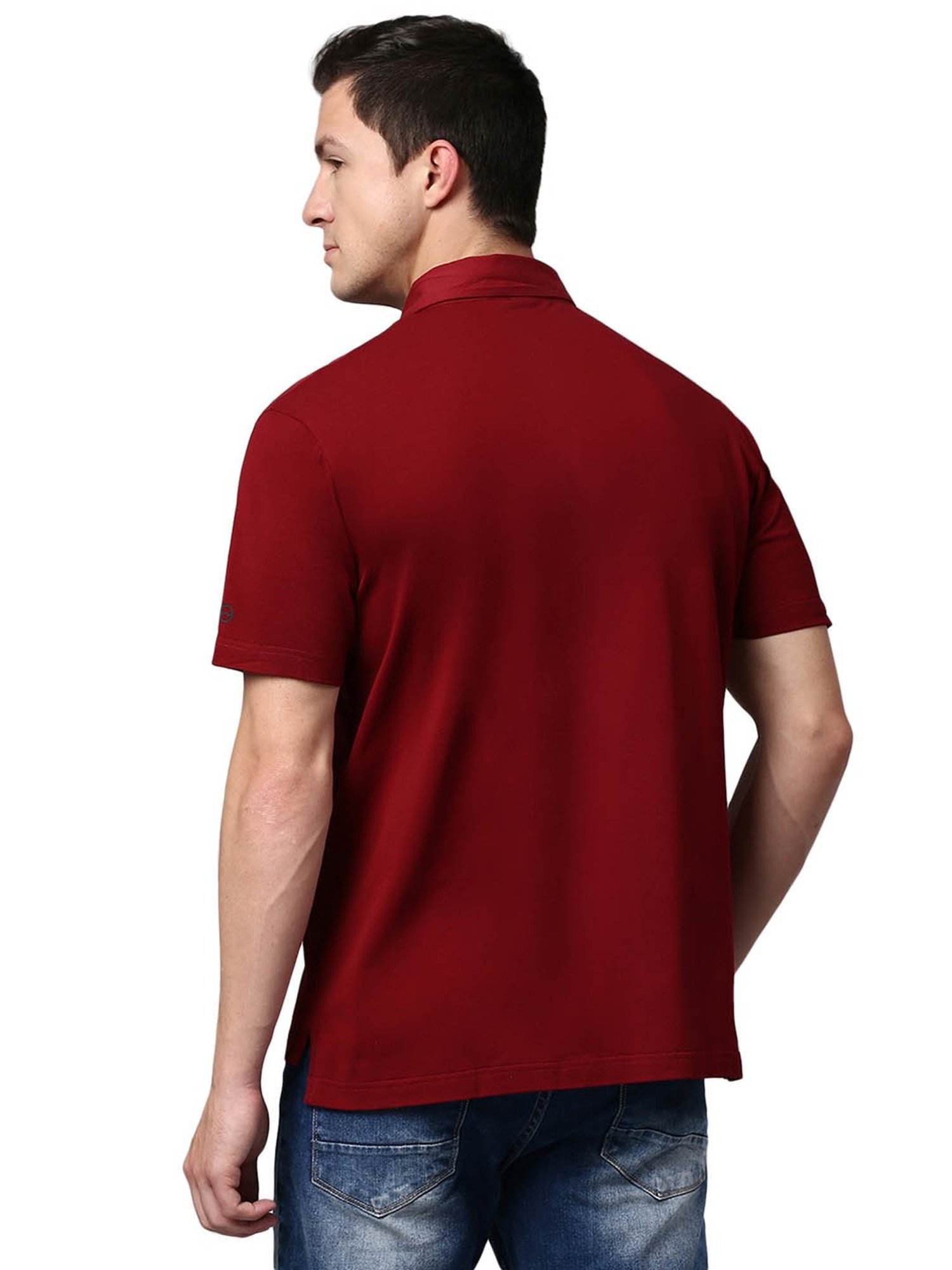 Slowave Red Cotton Regular Fit Polo T-Shirt