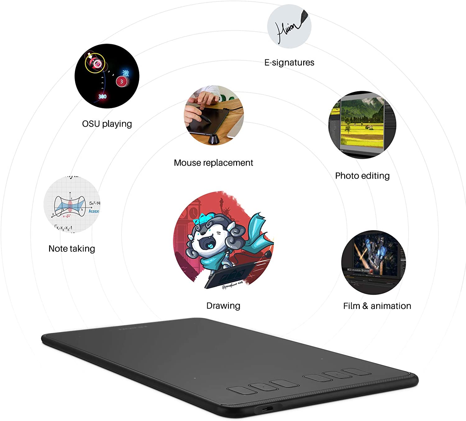 Huion Inspiroy H640P Graphics Drawing Tablet Android Support with Battery-Free Stylus and 8192 Pressure Sensitivity