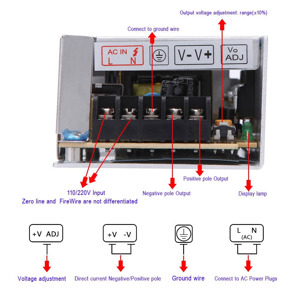 AC 110V/220V to DC 12V 2.5A 30W Voltage Transformer Switch Power for Led Strip