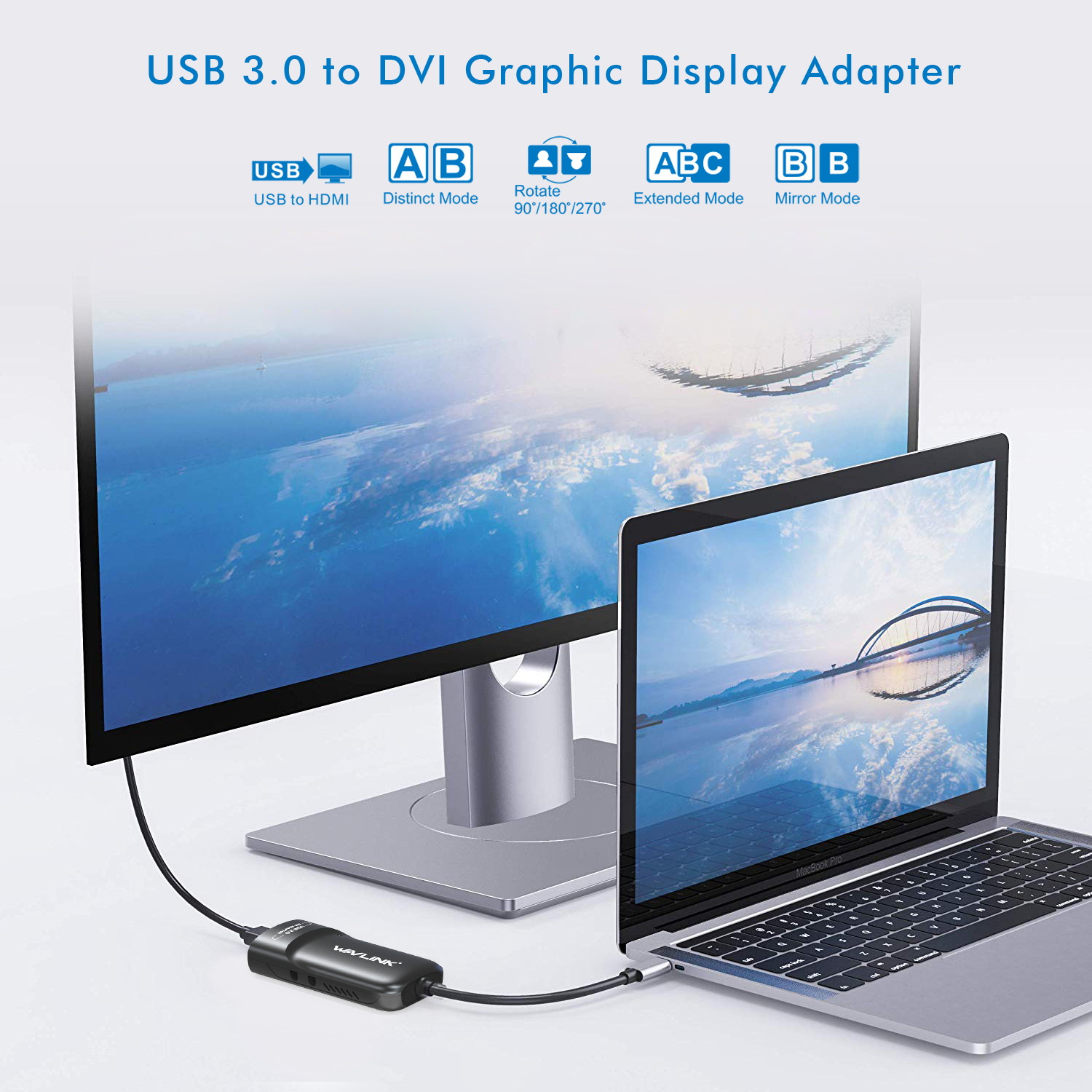 Wavlink USB 3.0 to HDMI Universal Video Graphics Adapter with Audio Port Displaylink Chip Supports up to 6 Monitor displays, 2048x1152 External Video Card Adapter Support Windows, Mac OS & Chrome OS
