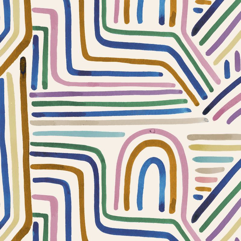 Curved Settee Rainbow Strokes Ochre - Skyline Furniture