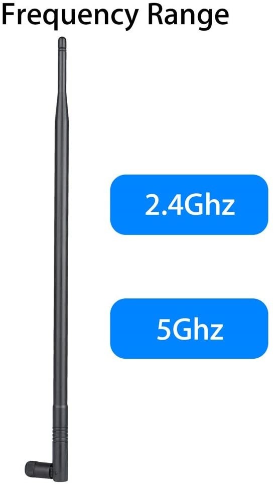 WiFi Bluetooth Antenna 2X 10dBi Dual Band Omni Directional Antenna 2.4Ghz/5Ghz with RP-SMA Male Connector for Wireless Wi-Fi Router Network Devices PC Camera Thinkcentre