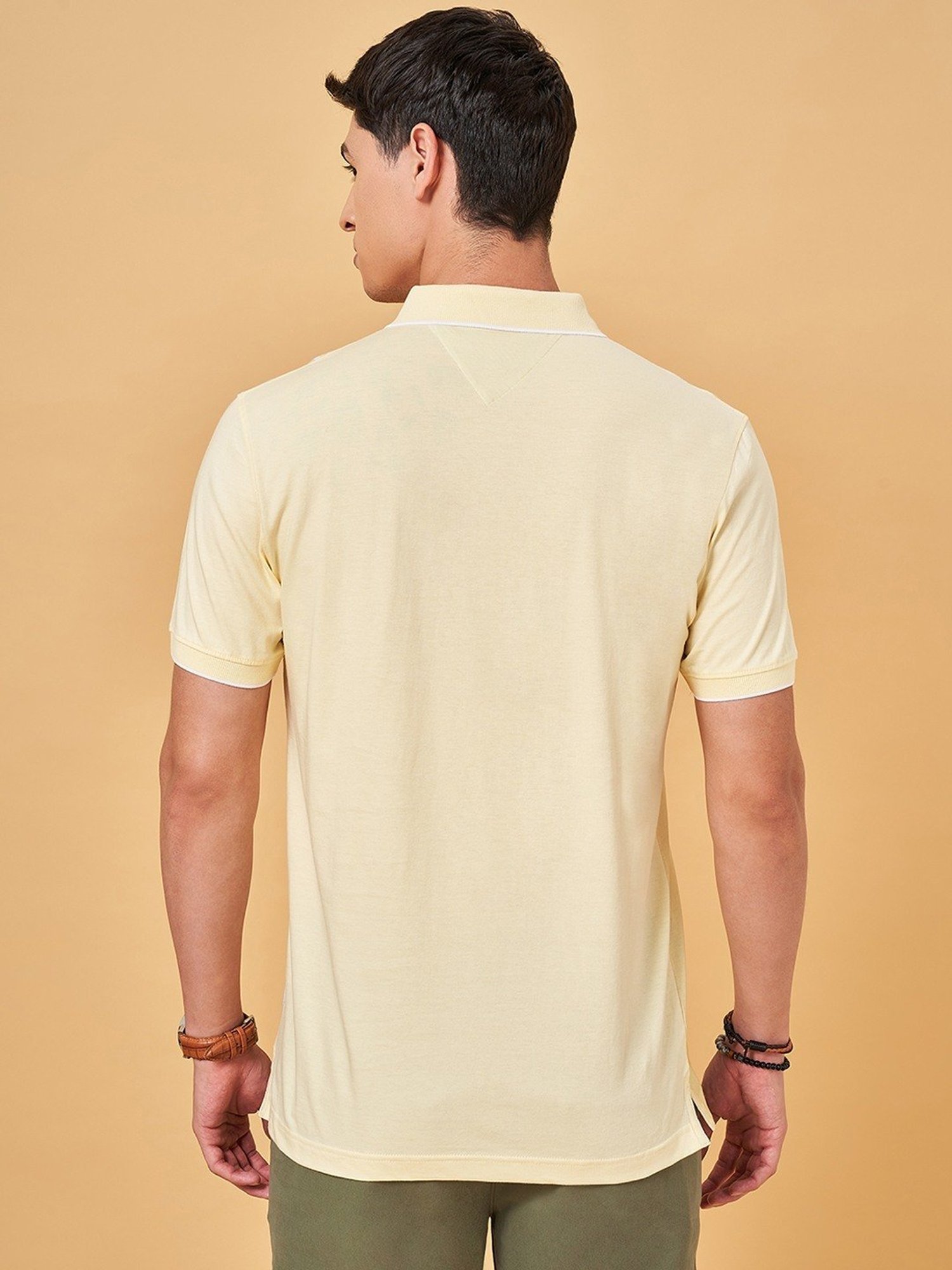 Byford By Pantaloons Lemonade Slim Fit Striped Polo T-Shirt