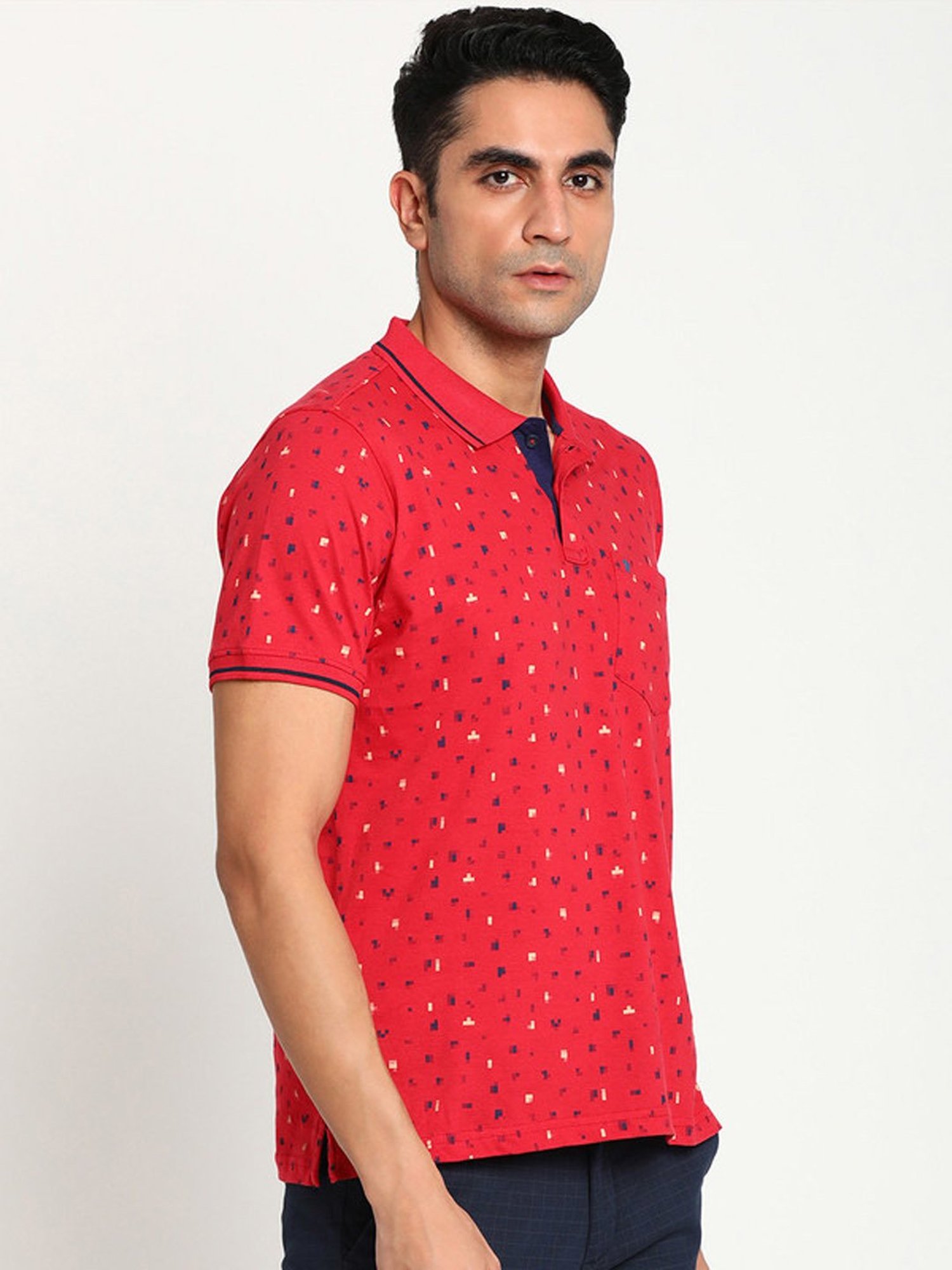 Turtle Red Slim Fit Printed Polo T-Shirt