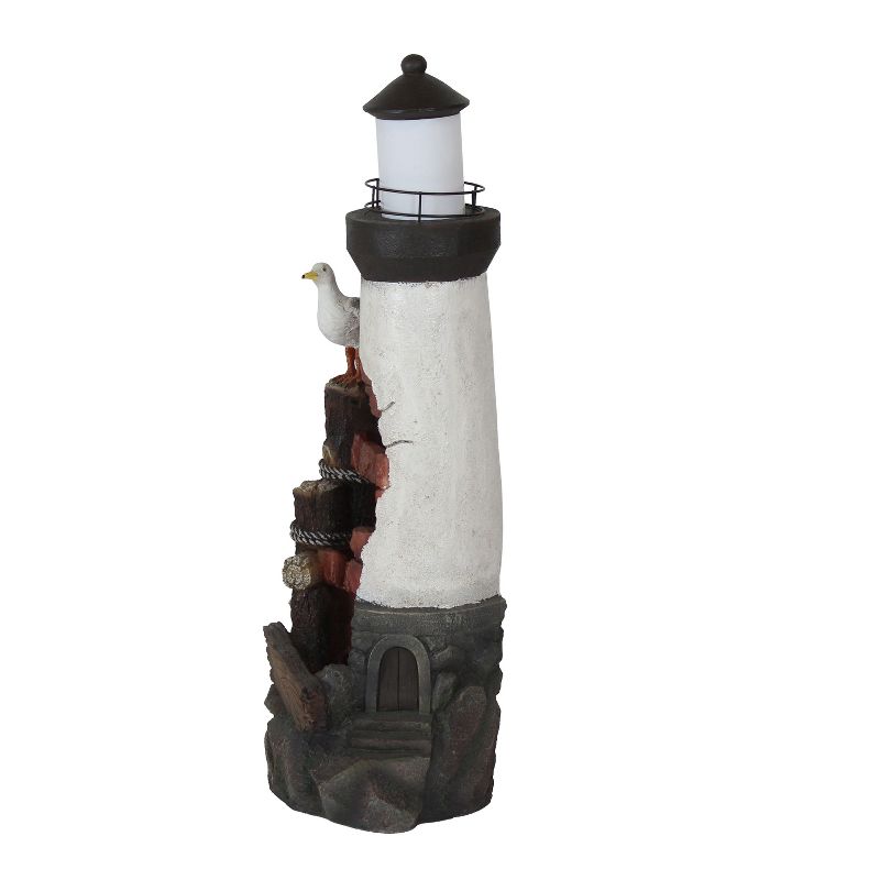 Sunnydaze 36"H Electric Polyresin Gull's Cove Lighthouse Outdoor Water Fountain with LED Light