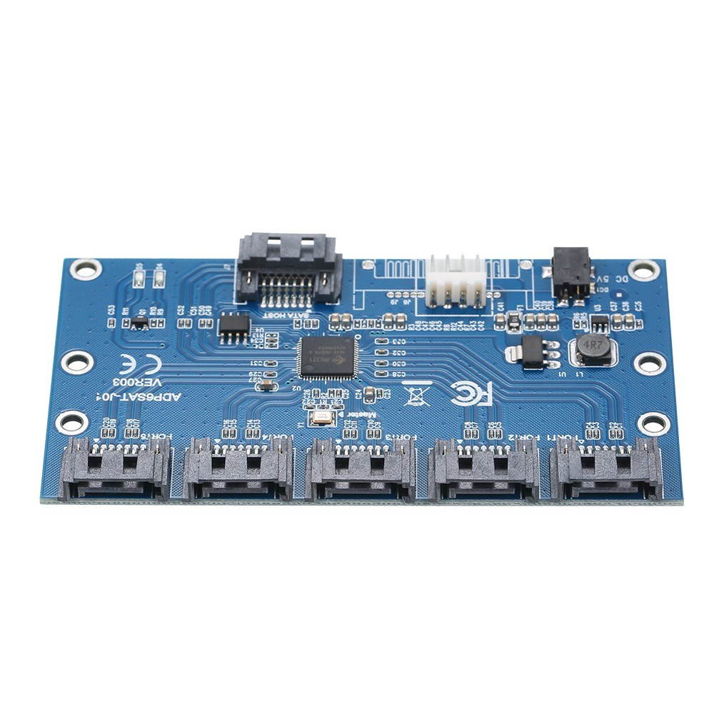 SATA Hard Disk Adapter Card 1 to 5 SATA Multiplier Riser Card Splitter JMB321 Chip