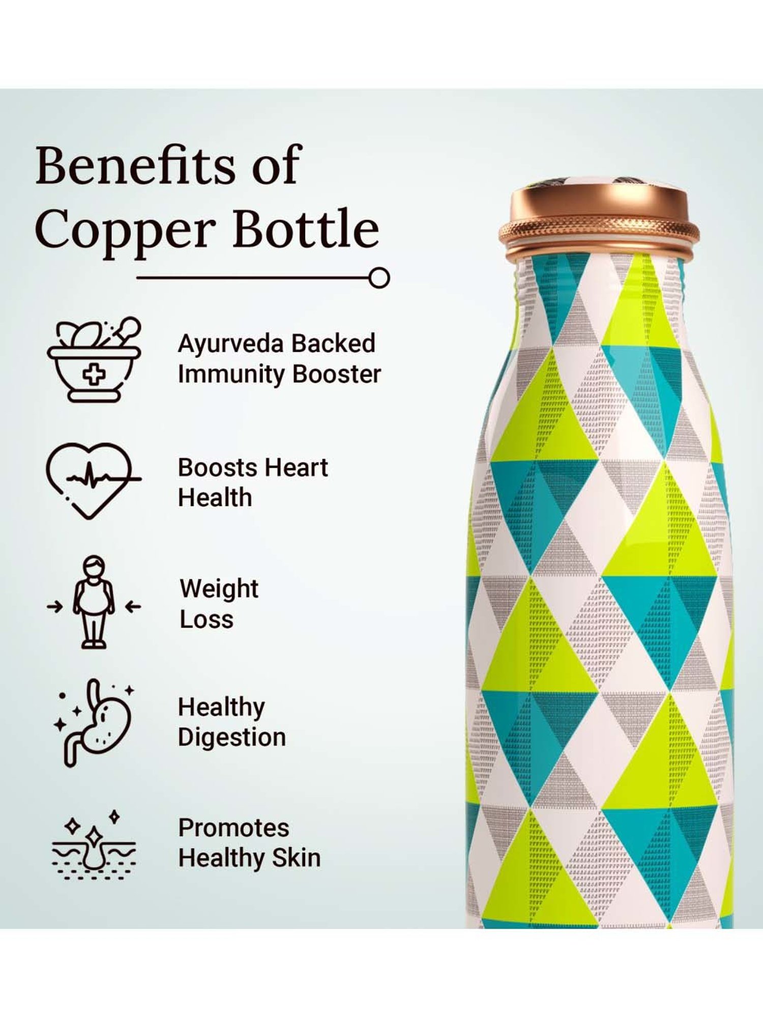 Everything Beautiful Green Copper Water Bottle - Seamless (0.95 L)