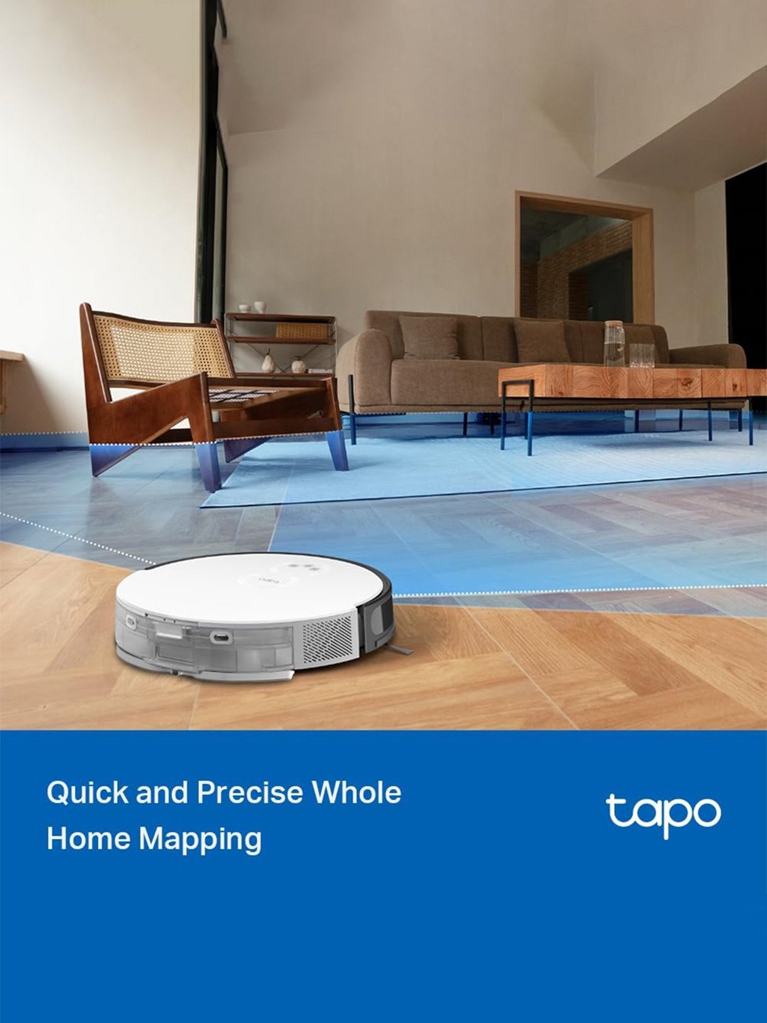 TP-Link Tapo RV20 Mop Plus MagSlim LiDAR Gyroscope Navigation Robot Vacuum (Black & White)