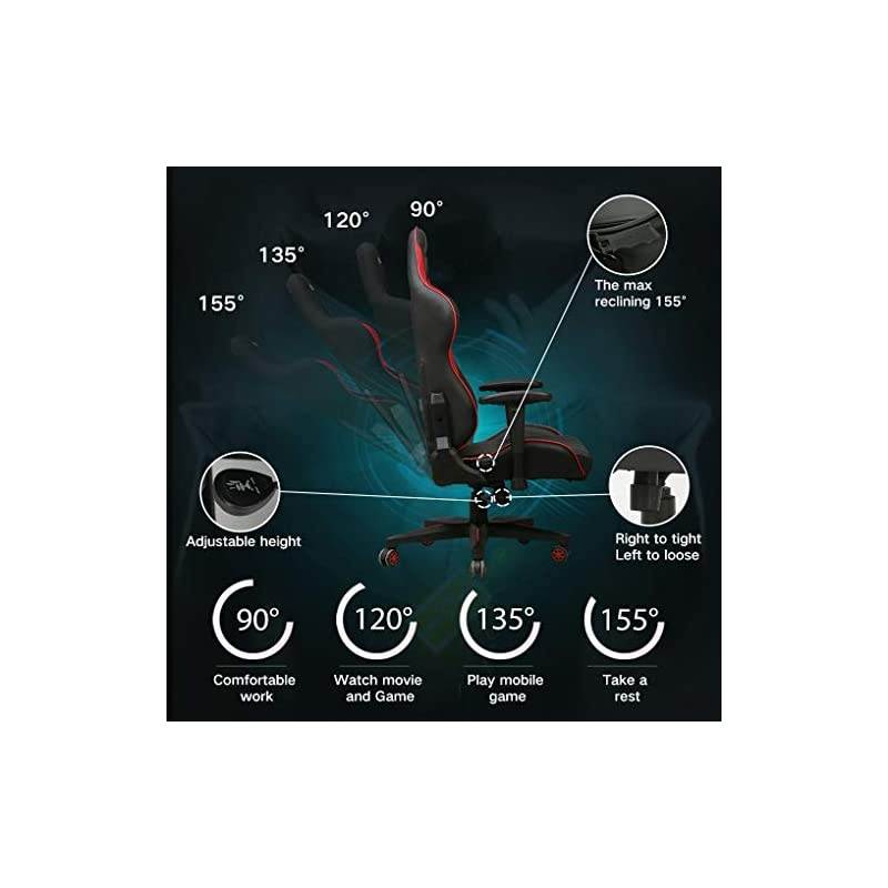 Gaming Chair Racing Style Ergonomic High Back Computer Chair with Height Adjustment, Headrest and Lumbar Support E-Sports Swivel Chair，Black