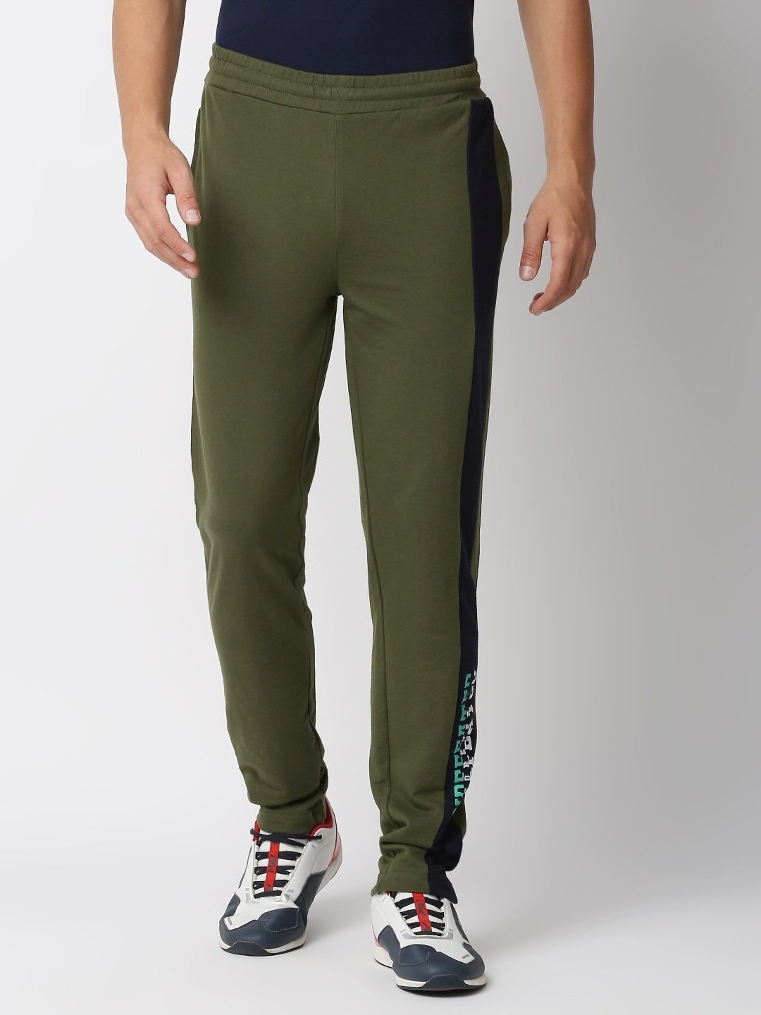 Fitz Olive Slim Fit Striped Trackpants