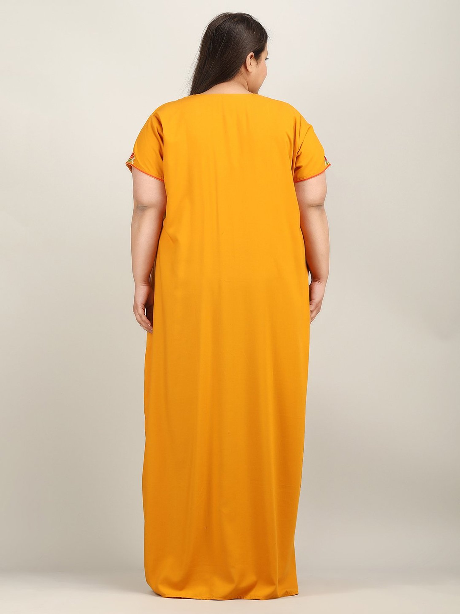 KOI SLEEPWEAR Mustard Embroidered Night Gown