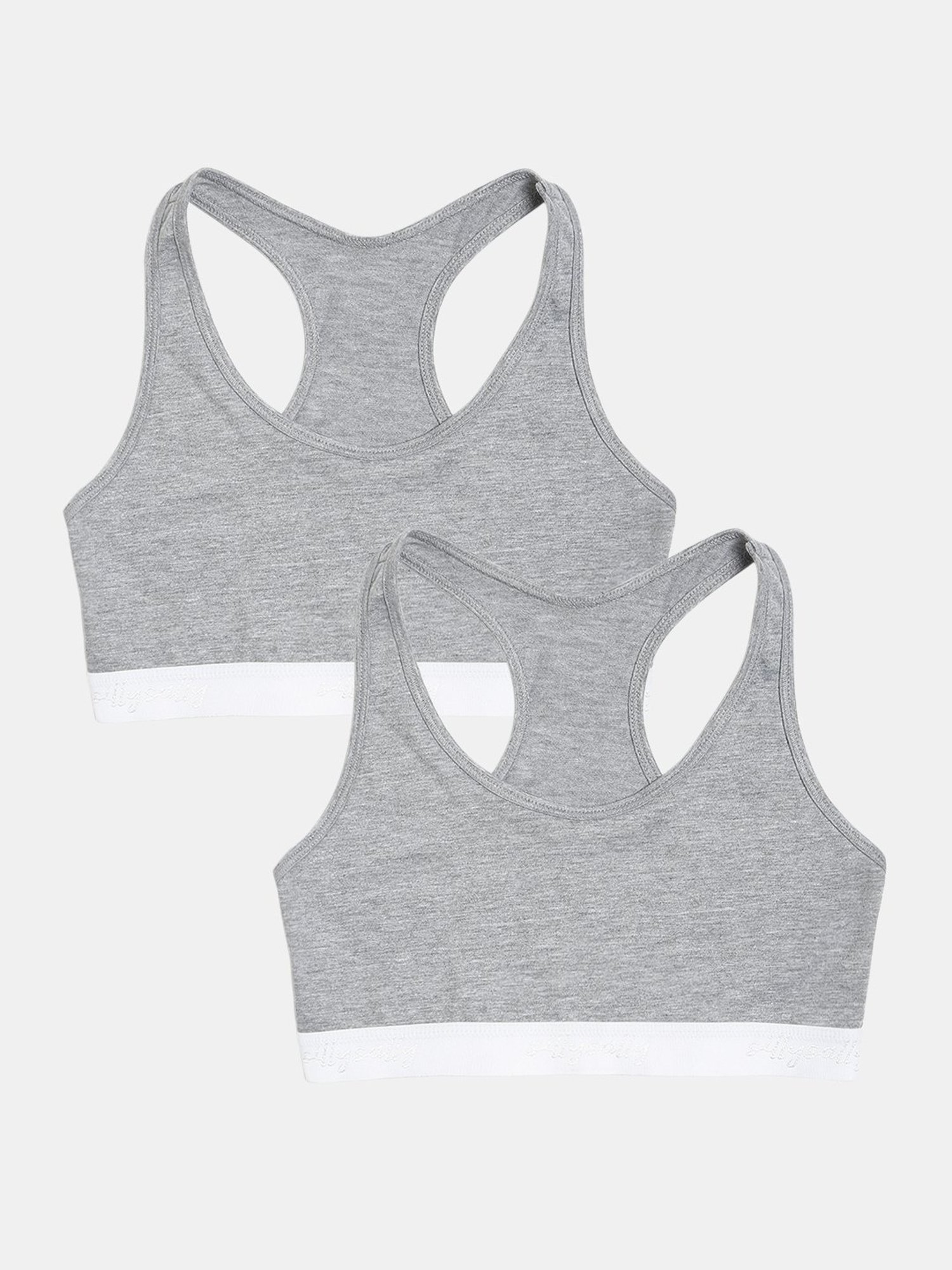 Sillysally Kids Solid Grey Bra (Pack Of 2)