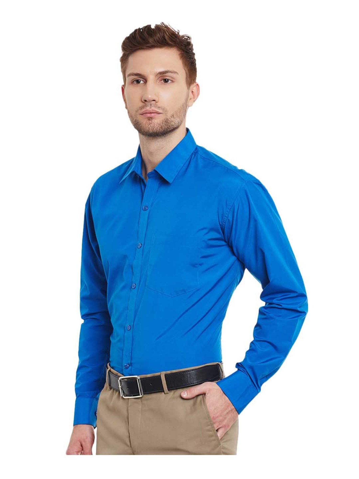 English Navy Turquoise Slim Fit Shirt