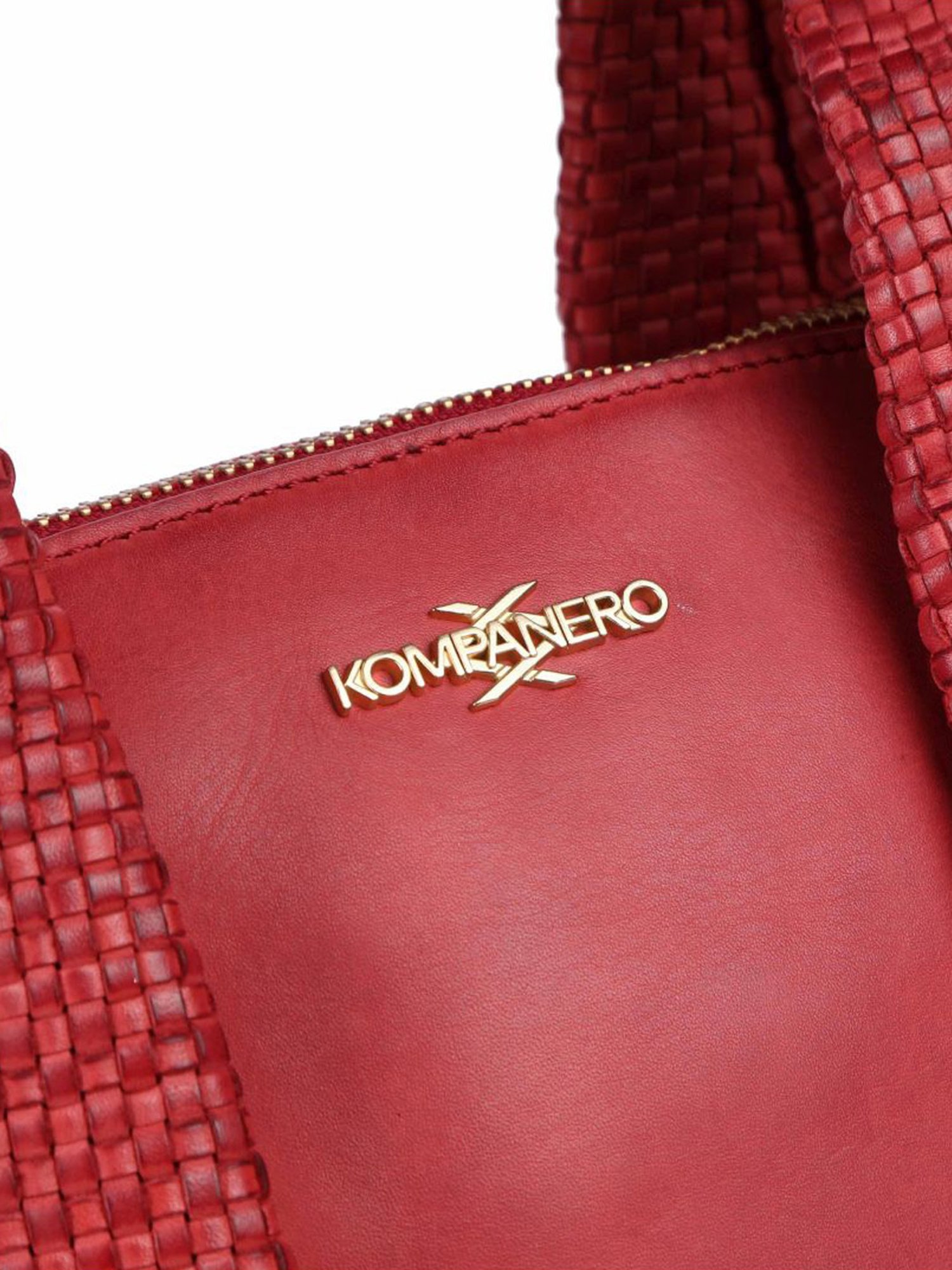 KOMPANERO Amber Red Leather Textured Handbag