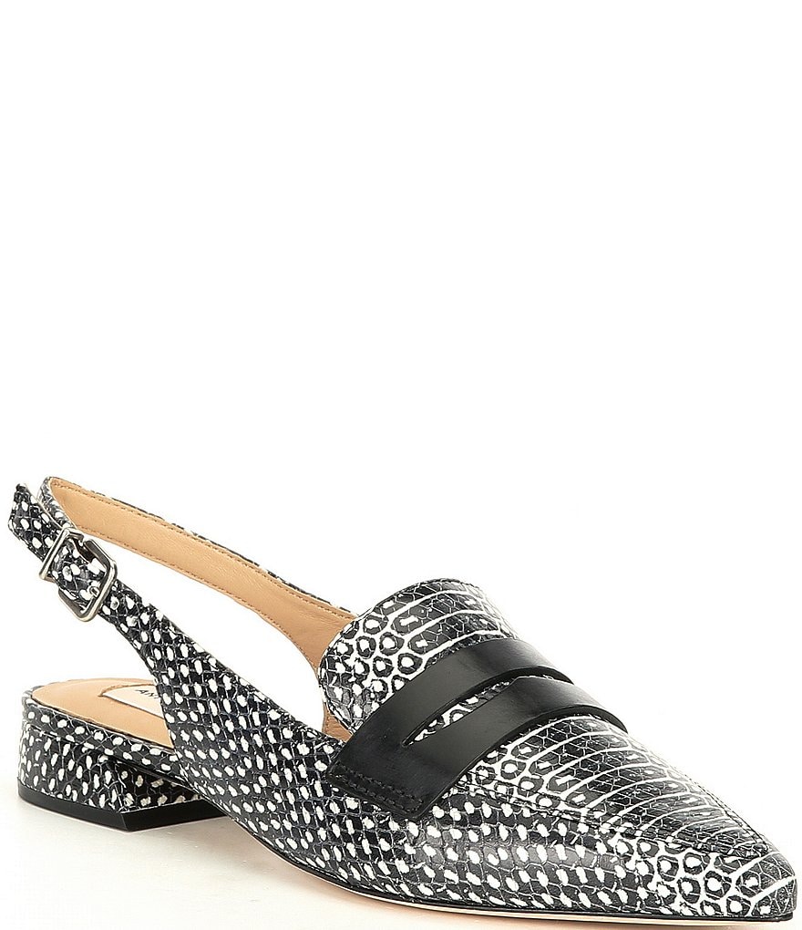 Antonio Melani Charpay Snake Print Leather Slingbacks