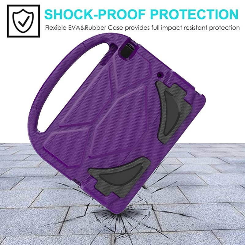 iPad 97 2018 2017 Air 12 Pro 97 Case for Kids  Durable Shockproof Protective Handle Bumper Stand Cover with Screen Protector for iPad 97 inch 5th6th Generation Purple