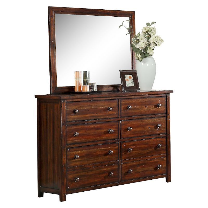 Delaware 6 Drawer Dresser and Mirror Combo Deep Chestnut - Picket House Furnishings