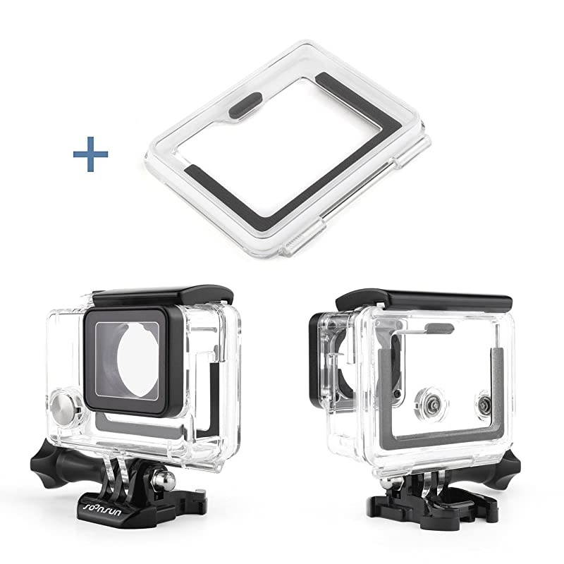 Side Open Skeleton Protective Housing Case for GoPro Hero 4 3+ 3 Silver Back Camera - Includes Standard Skeleton Backdoor, Skeleton BacPac Backdoor and Silicone Lens Cap