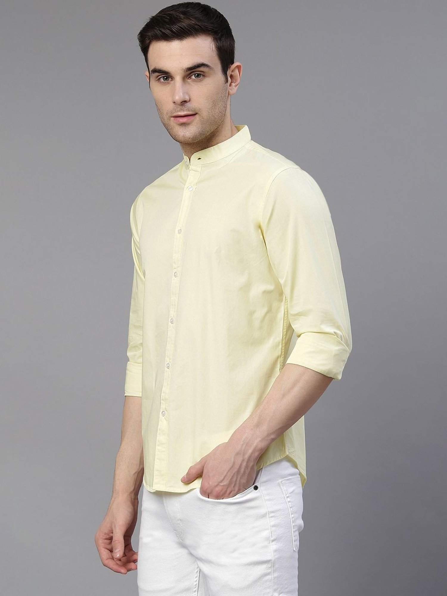 Dennis Lingo Lemon Cotton Slim Fit Shirt
