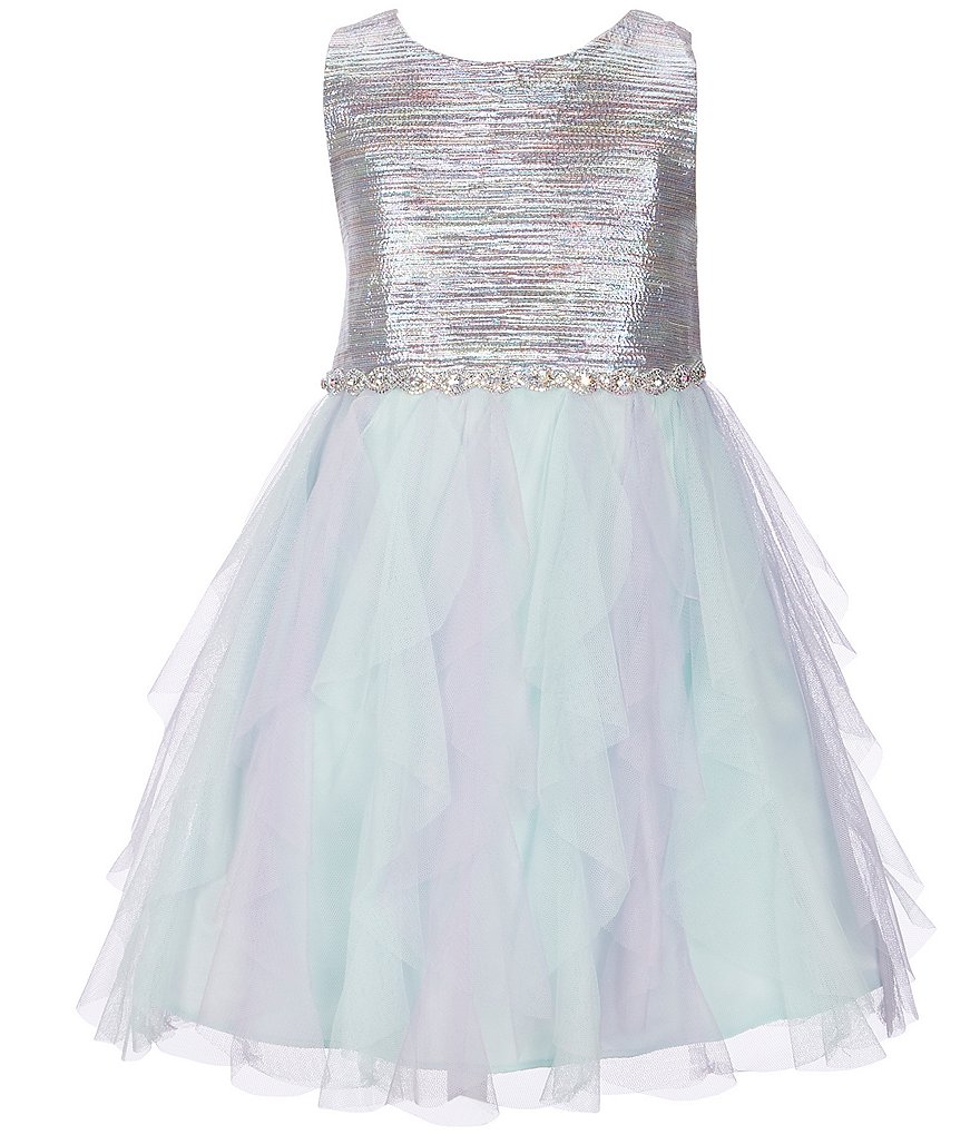 Rare Editions Little Girls 4-6X Brocade/Cascade Mesh Fit-And-Flare Dress
