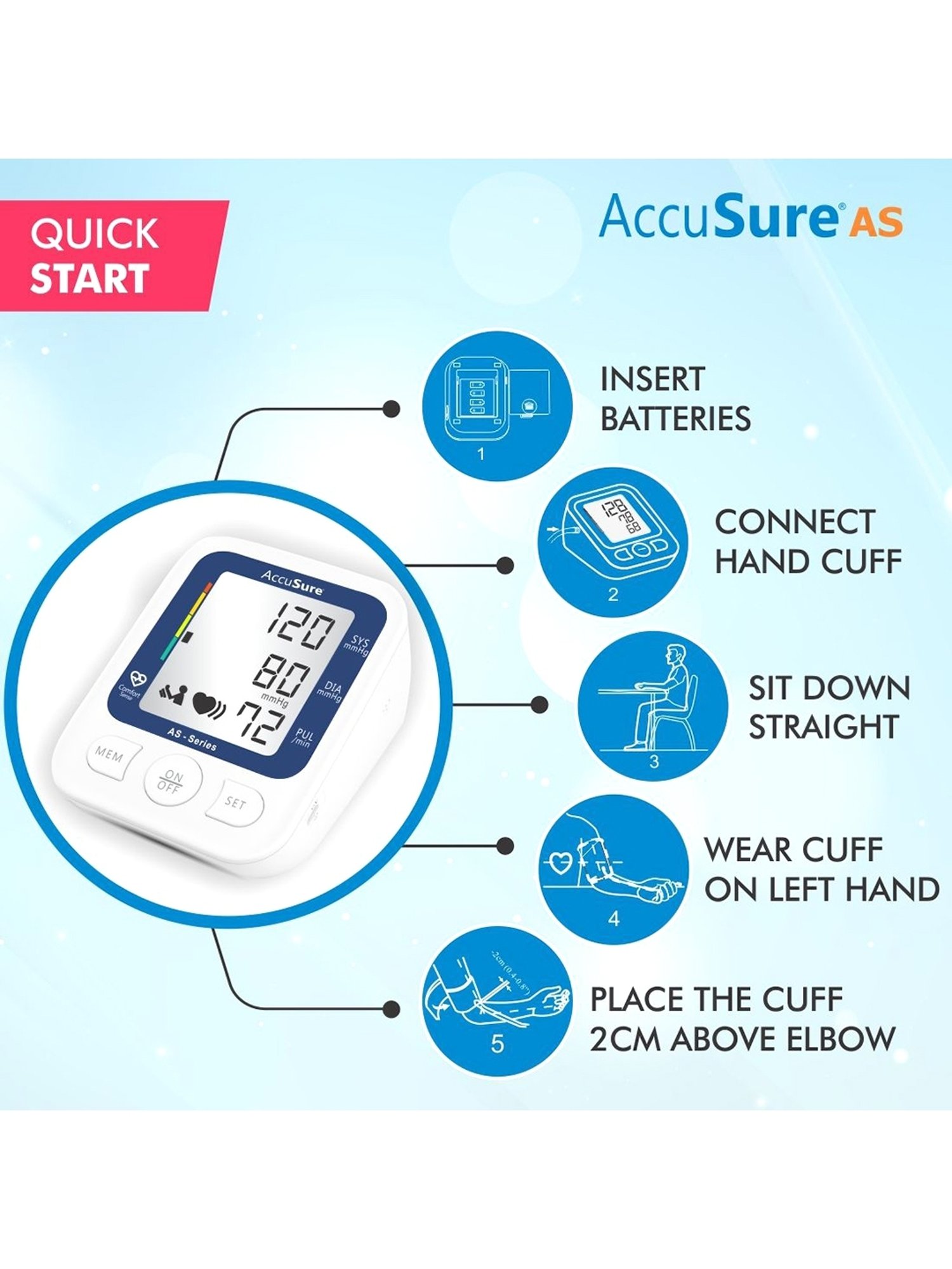 AccuSure AS Automatic Blood Pressure Monitor (White)
