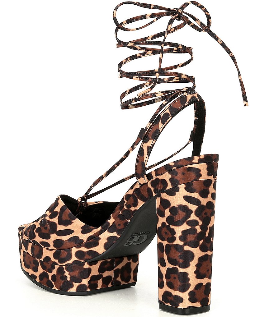 GB Gloww-Up Animal Print Ankle Wrap Platform Dress Sandals