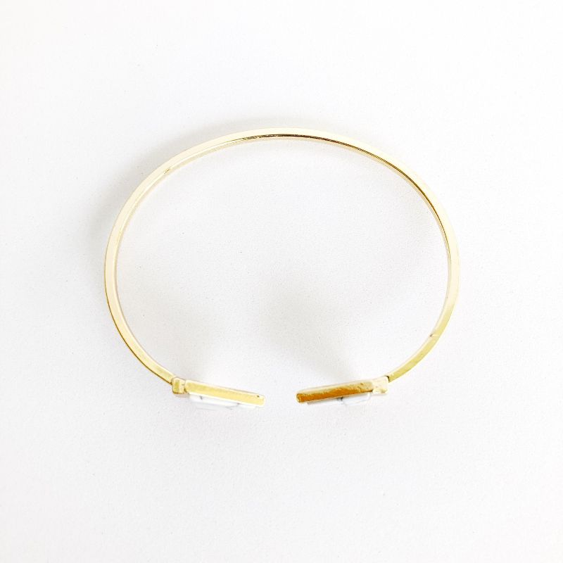 Sanctuary Project Semi Precious White Howlite Arrow Cuff Bracelet Gold