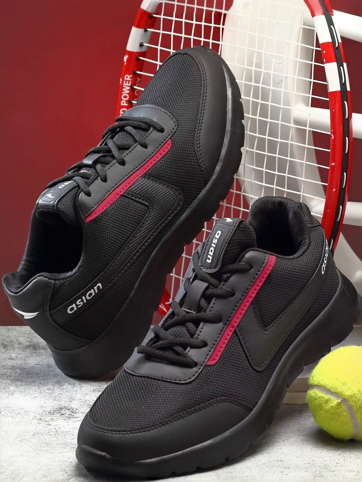 Asian Men's Black Running Shoes