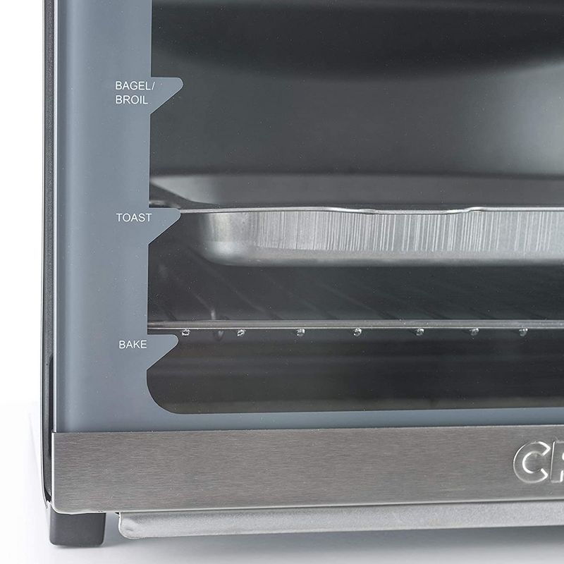 Crux 14543-SN 6 Slice Convection Air Flow Kitchen Countertop Toaster Oven with 3 Position Grill Rack and 5 Cooker Functions, Stainless Steel