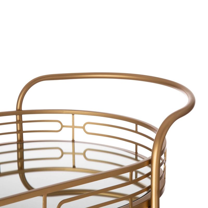 Deluxe Metal Oval Mirrored Bar Cart Gold - Glitzhome