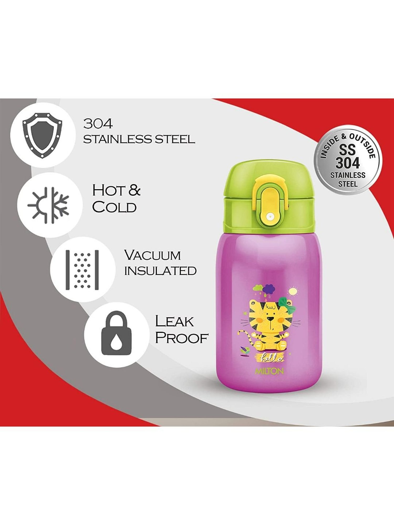 Milton Purple Stainless Steel Sipper Water Bottle (0.23 L)