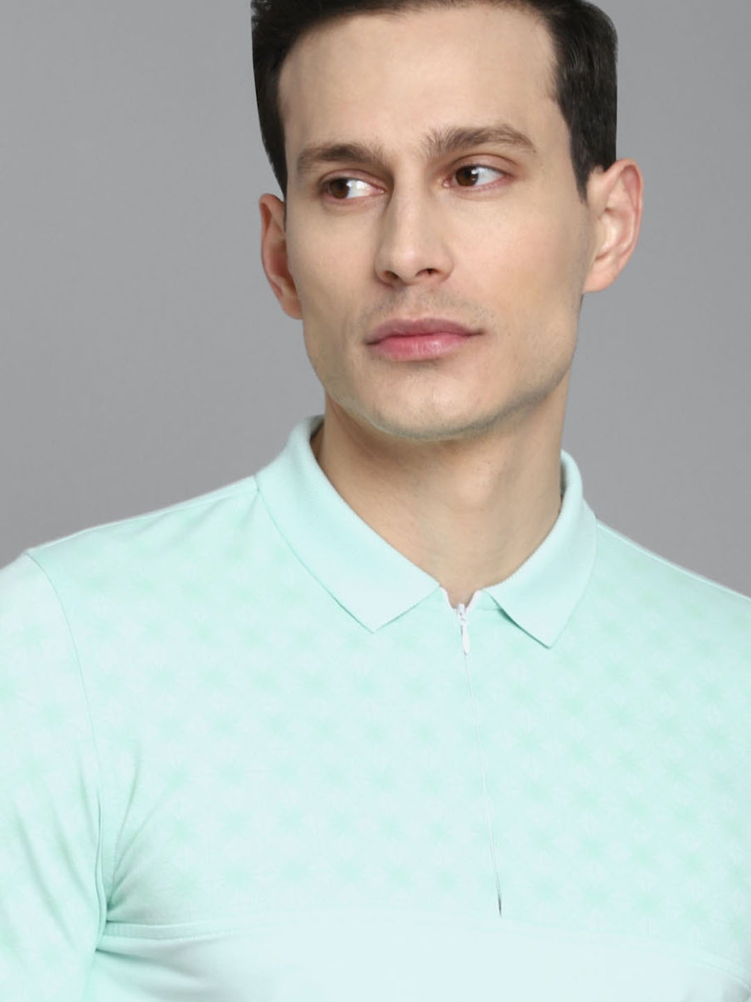 Louis Philippe Sport Blue Cotton Slim Fit Texture Polo T-Shirt