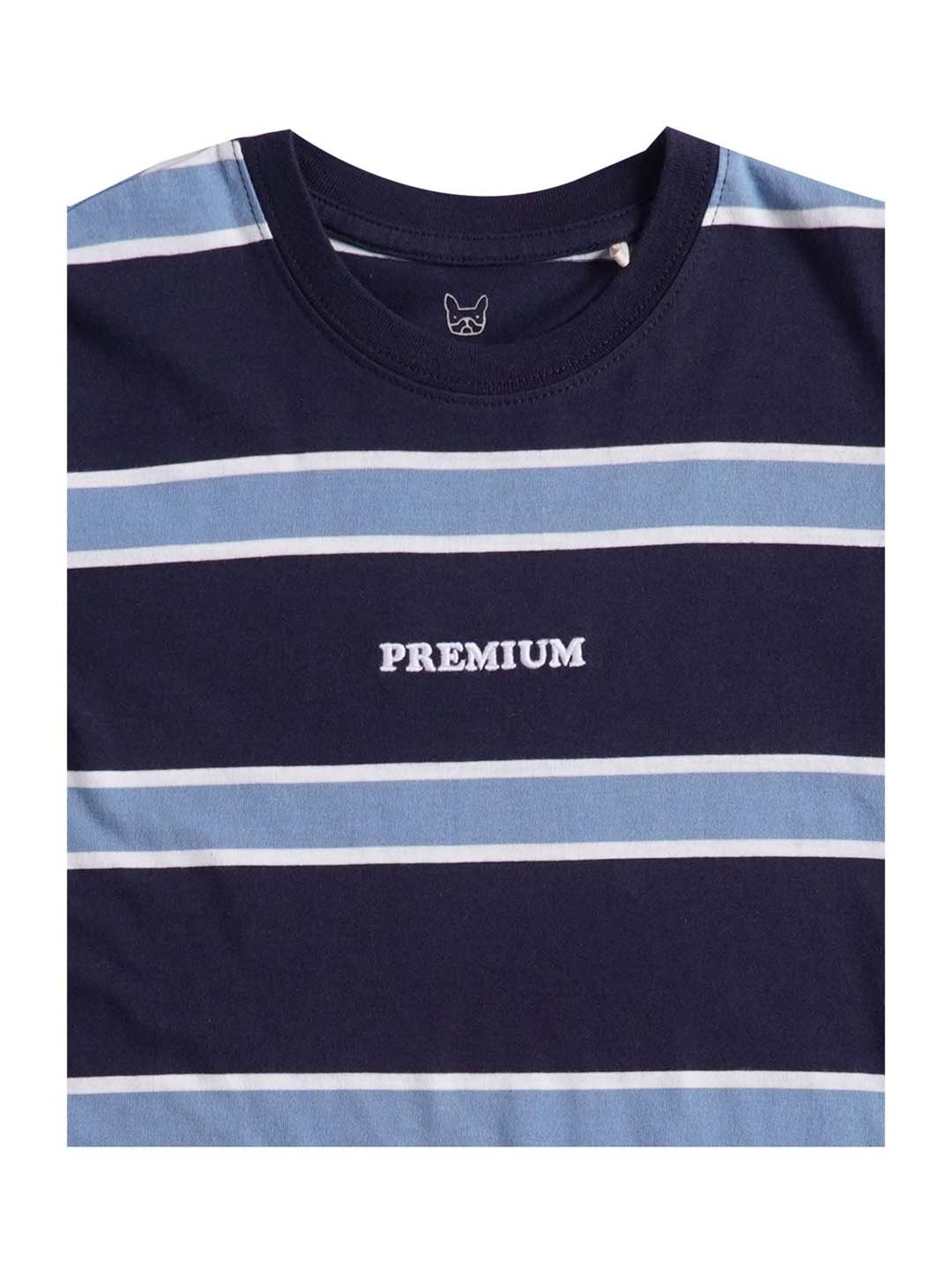 Jack & Jones Junior Navy Cotton Striped T-Shirt