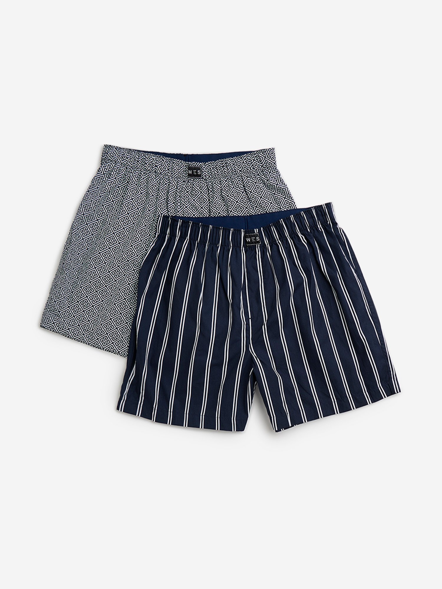 WES Lounge by Westside Navy Relaxed-Fit Cotton Boxers - Pack of 2