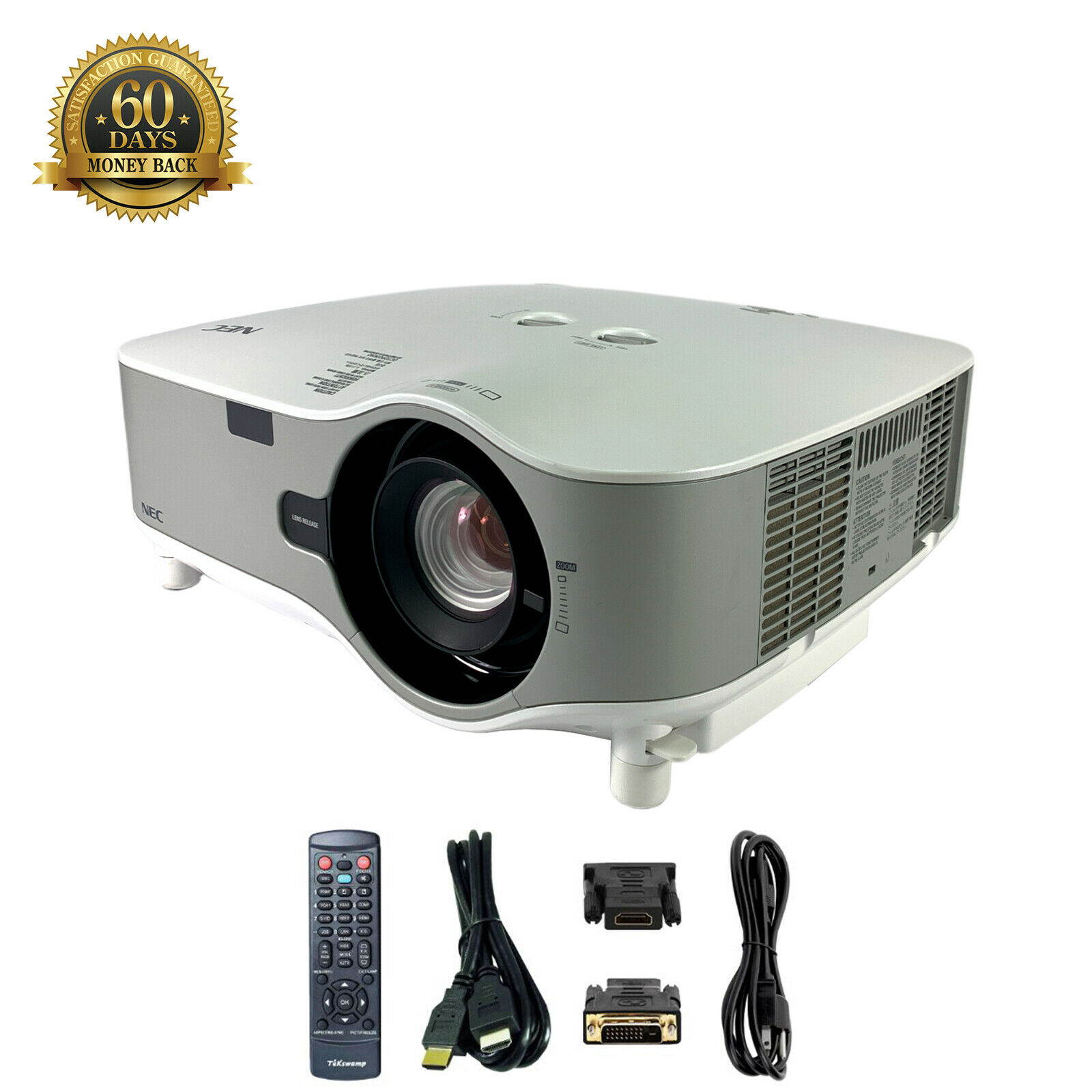 NEC NP3151W 3LCD Projector 4000 ANSI Lumens  Wireless HD 1280x800 HDMI-adapter Home Theater Professional Streaming with Accessories bundle