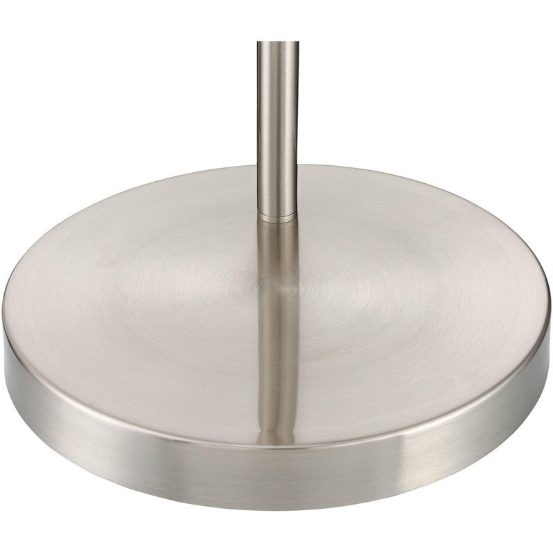 360 Lighting Modern Arc Floor Lamp Brushed Steel Off White Linen Drum Shade for Living Room Reading Bedroom Office