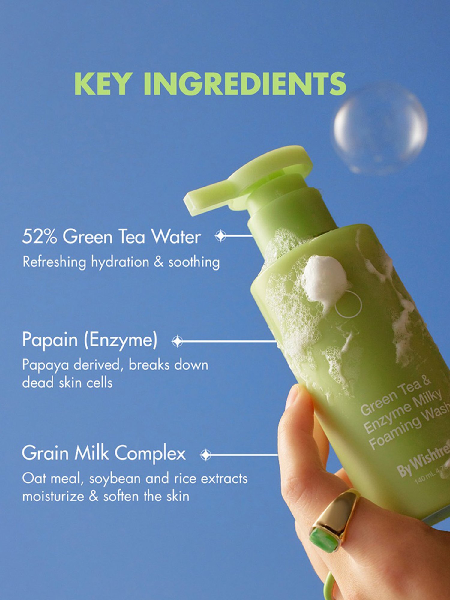 By Wishtrend Green Tea & Enzyme Milky Foaming Wash - 140 ml