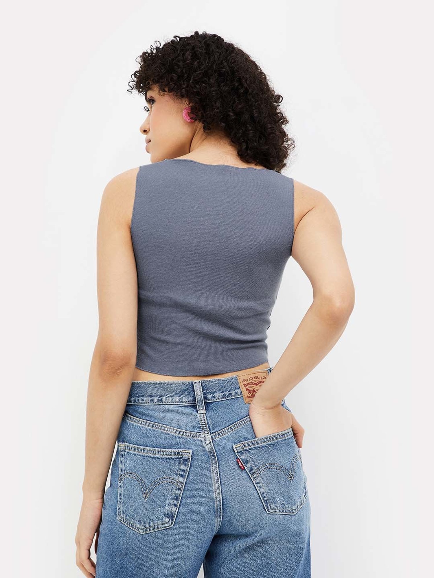 Ginger by Lifestyle Grey Regular Fit Crop Top
