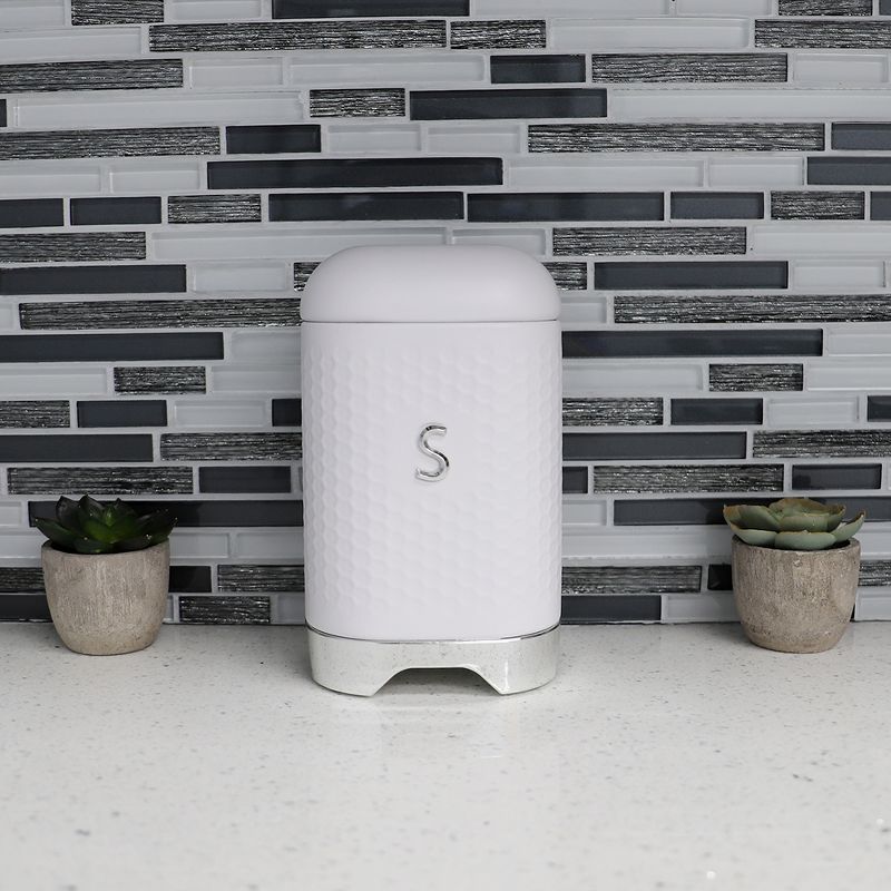 Michael Graves Design Soho Large 7 Cup Capacity Tin Sugar Canister, White