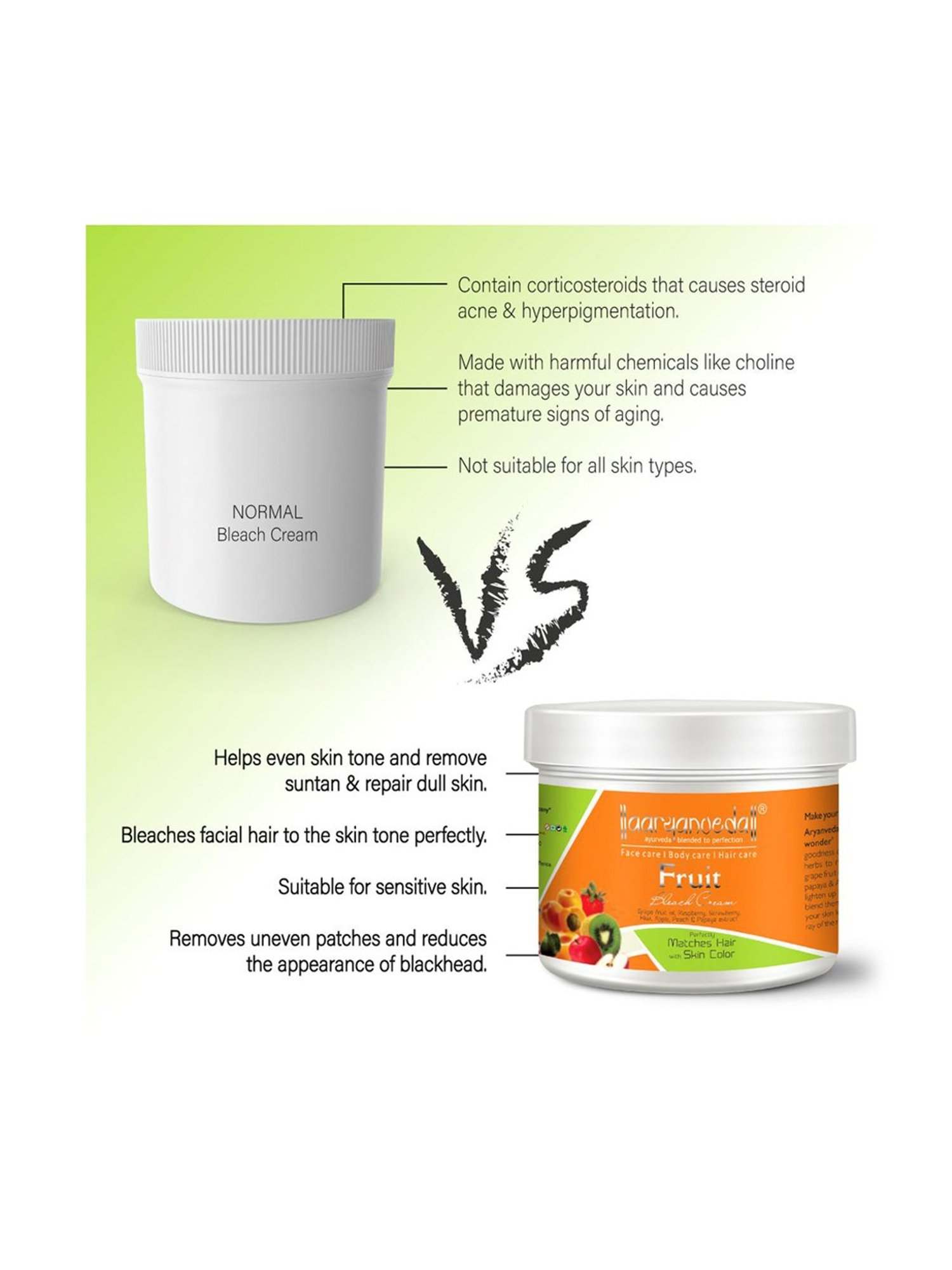 Aryanveda Herbal Fruit Bleach Cream - 250 ml