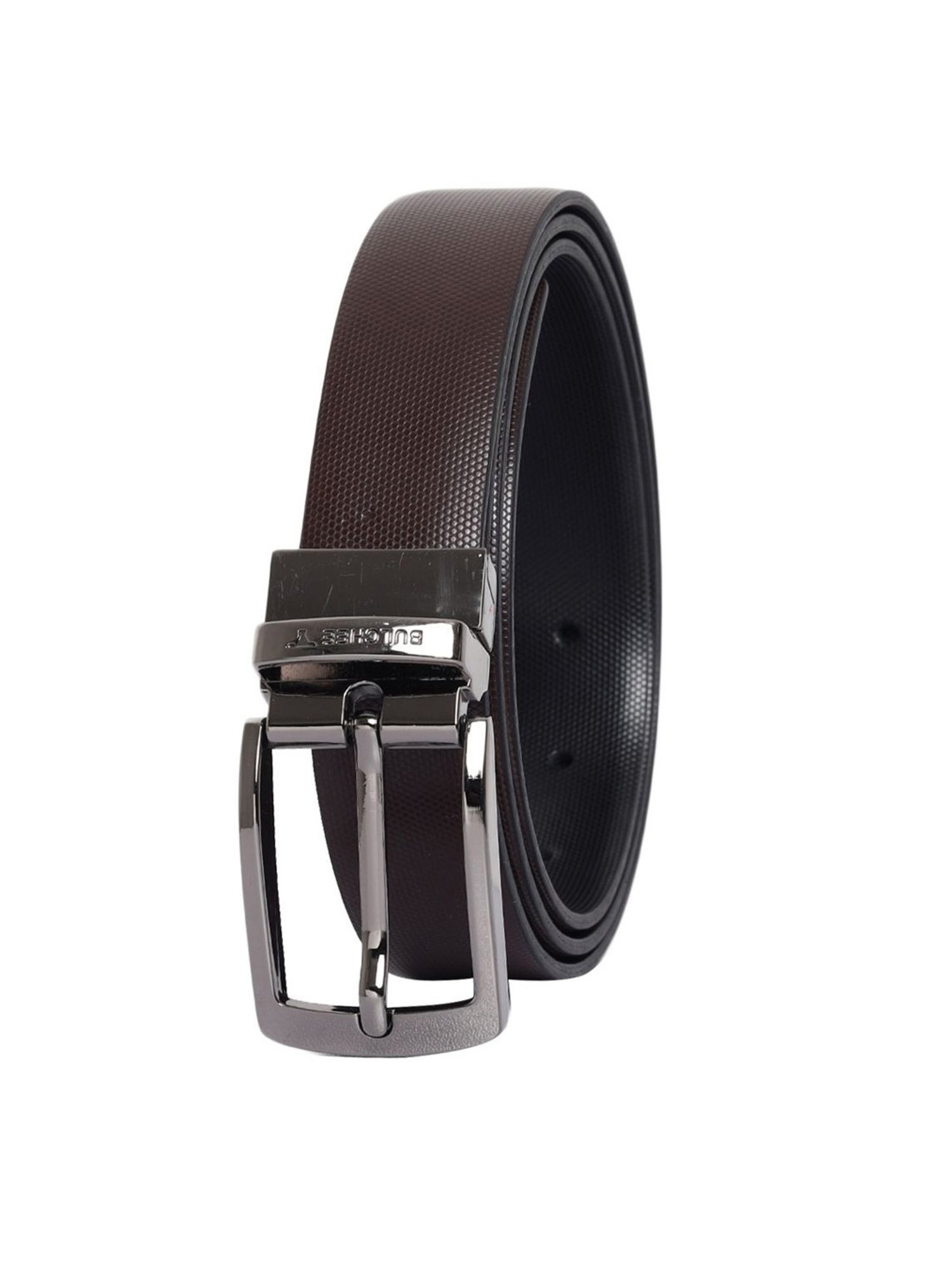 Bulchee Black & Brown Leather Textured Reversible Belt