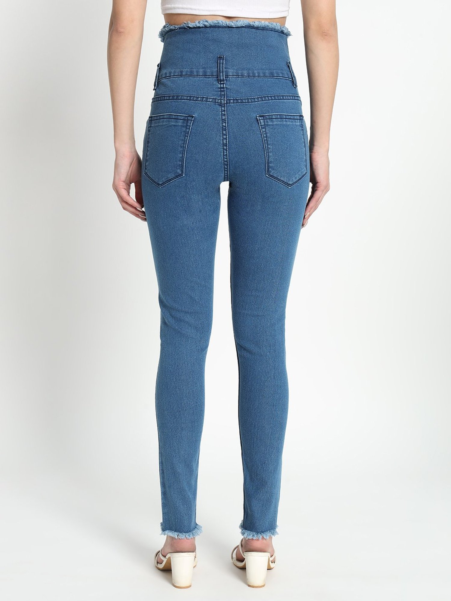 Angelfab Blue Cotton Skinny Fit High Rise Jeans