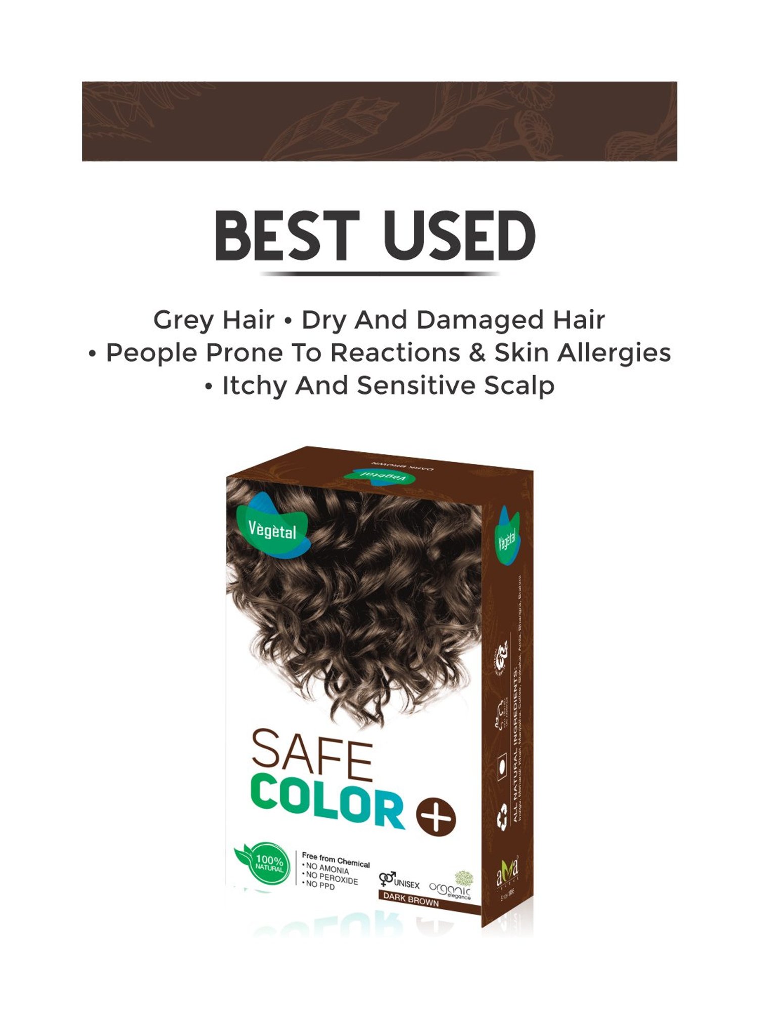 Vegetal Hair Safe Color Dark Brown - 50 gm