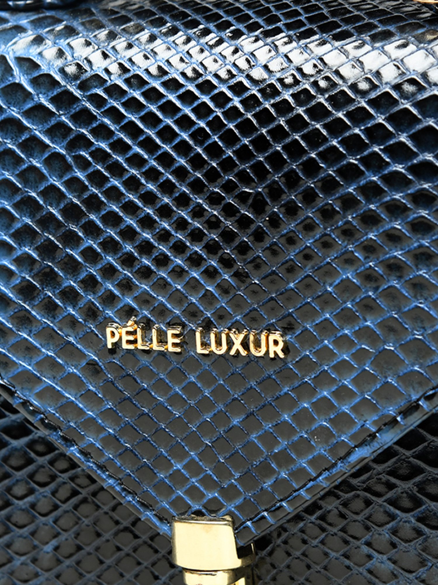 PELLE LUXUR Blue Animal Effect Medium Satchel