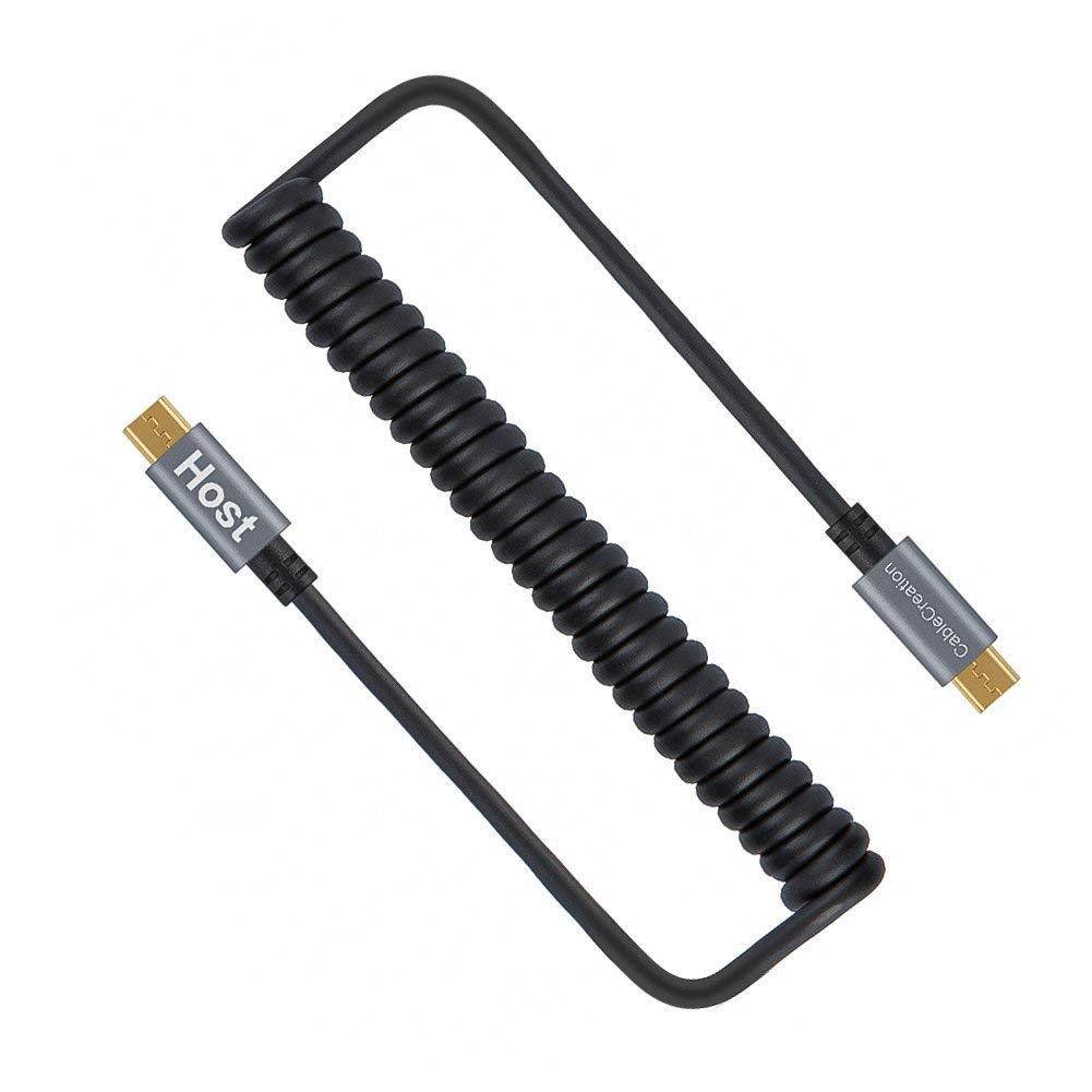 CableCreation Micro USB to Micro USB Cable, (0.56ft to 5ft) Coiled Micro USB OTG Cable with Gold Plated Connector Aluminium Shell Compatible for Smart Phones, Tablets, DJI Remote and More, Black