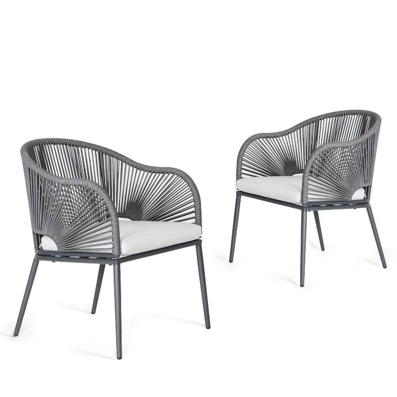 3pc Steel Bistro Set Gray - Nuu Garden