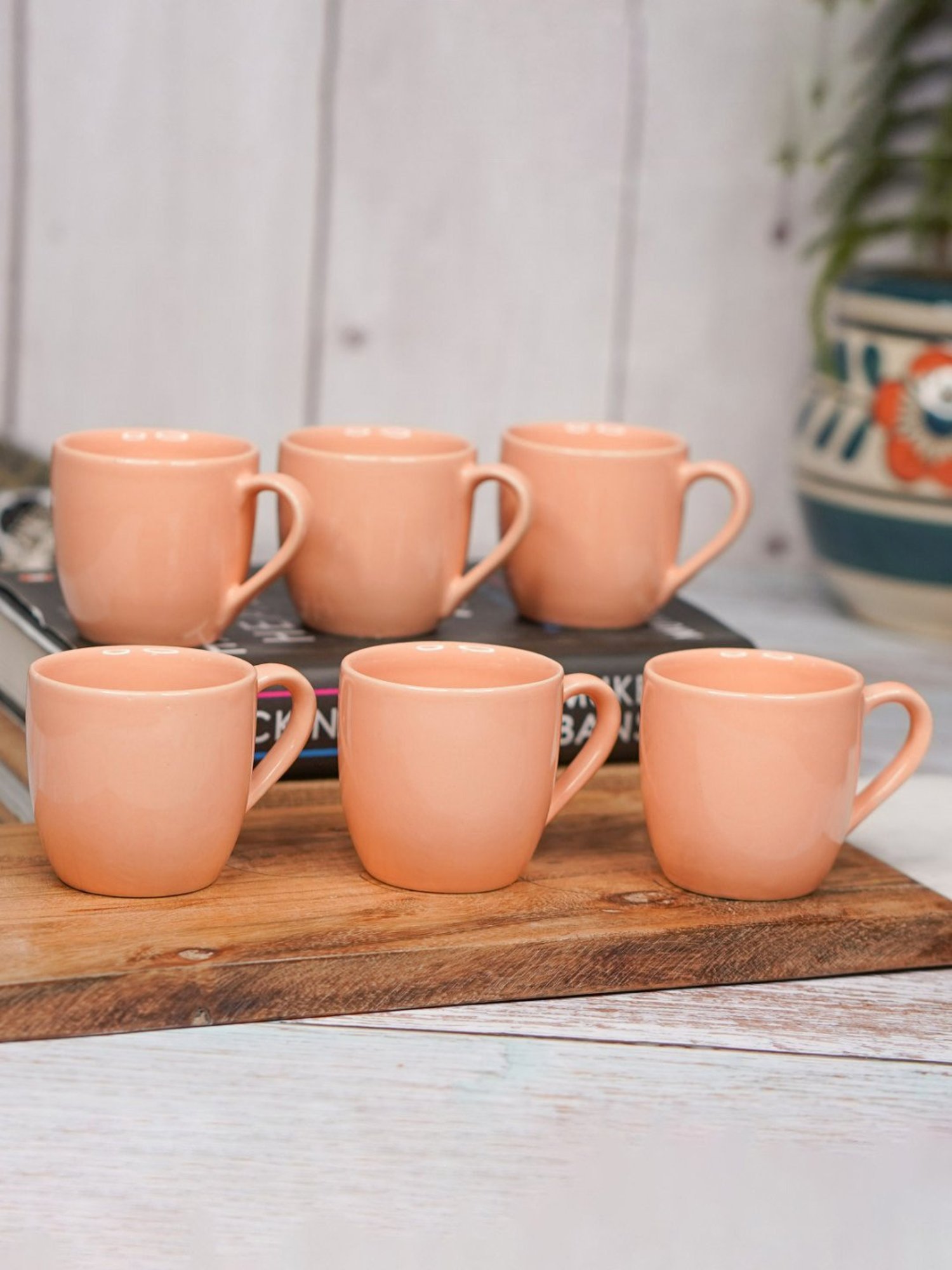 Living Roots Pink Ceramic Mug - Set of 6 (110 ml)