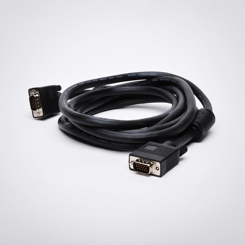 Firefold VGAF-10MM-BLK -10-Foot VGA/SVGA Male to Male Extension Double Shielded Cable with Dual Ferrites  - computer - switch or splitter with VGA female port -Male to Male  , Black (10 Foot, 3 Meter)