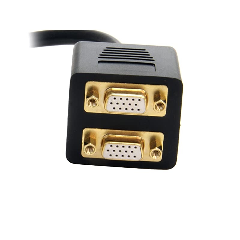 com 1 ft 30cm DVI to Dual VGA Y Splitter Cable DVII Analog to Dual VGA 1x DVII M 2x VGA F DVISPL1VVBlack