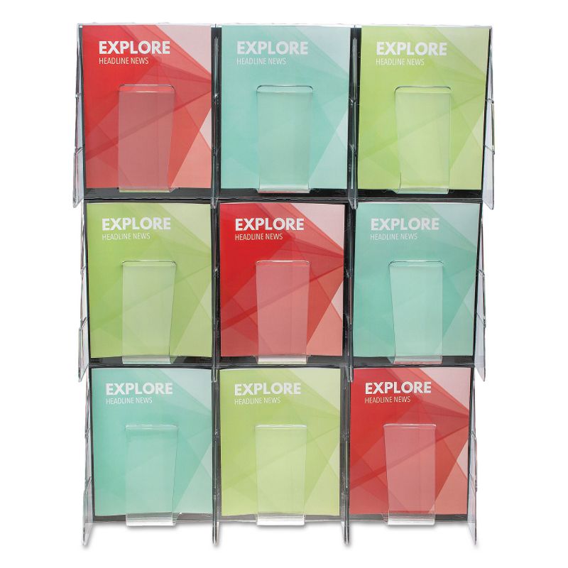 Deflecto Multi-Pocket Wall-Mount Literature Systems 27 1/2w x 35 5/8h Clear/Black 56801